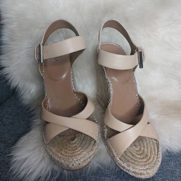 Joie Leather and Jute Platform Espadrille Sandals Size 38.5 (7.5) - Picture 3 of 15
